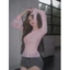 Hot Girl Hồng Vai Phải Dài Tay Nữ Mùa Hè Gợi Cảm Slim Fit Chuông Tay Lưới Hàng Đầu