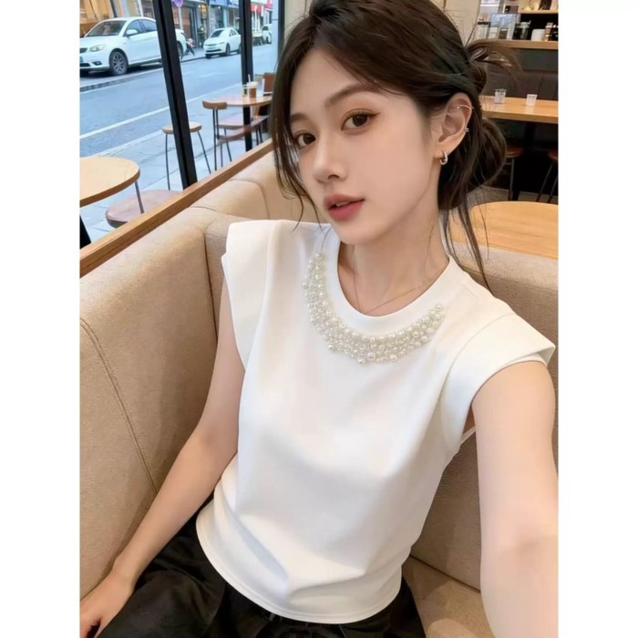 Áo sơ mi nhỏ màu xám hàng đầu ngành công nghiệp nặng cao cấp đính cườm kích thước lớn đáy micro