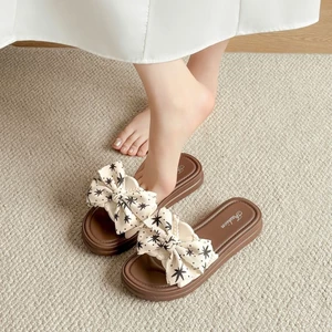 đôi dép nhỏ kiểu thơm, nơ thời trang dày dặn chống trượt mùa hè, giày đi biển đa năng và thoả