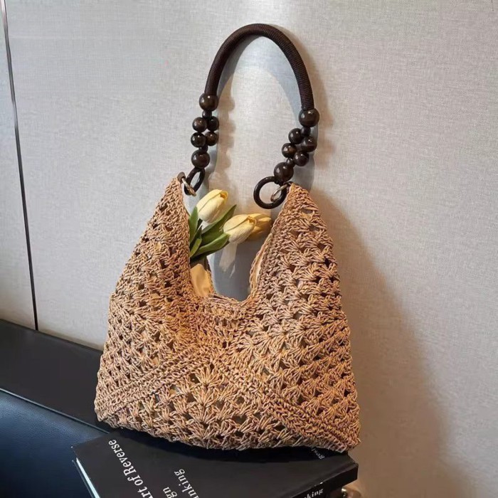 Love phong cách lười biếng rỗng dệt túi xách nữ du lịch mới túi tote túi đi biển túi rơm