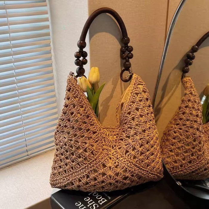Love phong cách lười biếng rỗng dệt túi xách nữ du lịch mới túi tote túi đi biển túi rơm