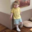 Bộ quần áo trẻ em Hàn Quốc mới cho bé trai và bé gái Áo thun ngắn tay cổ polo dễ thương quần