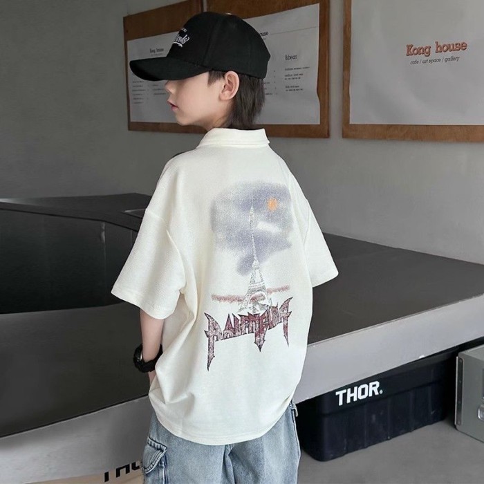 Bé Trai Áo Sơ Mi POLO Ngắn Tay Mới Vừa Và Lớn Trẻ Em Quần Áo Mùa Hè Mỏng Bé Trai Mùa Hè Áo T Xu