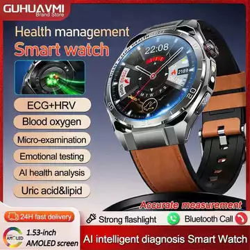 Đồng sức khỏe phân tích mỡ cơ thể mới 2026, đo tâm đồ (ECG) + PPG, axit uric, huyết áp, oxy máu, đồng hồ thông minh có