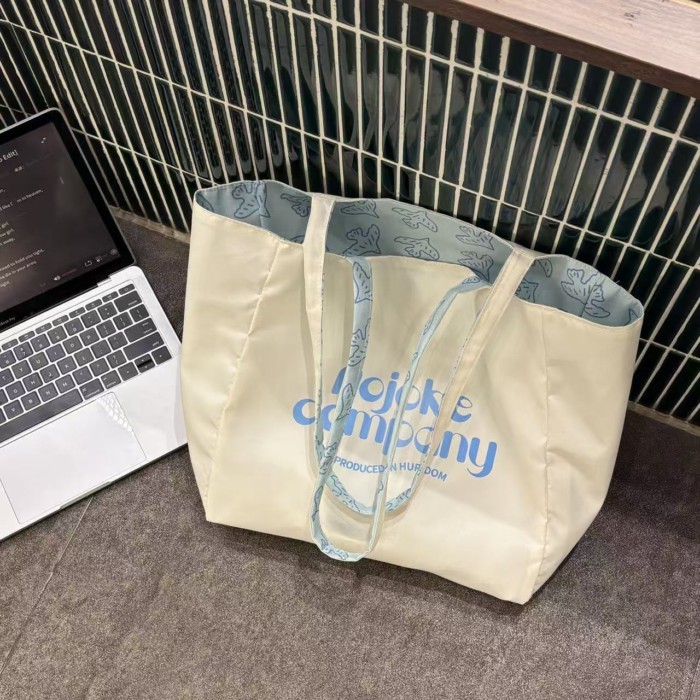 Túi tote đeo vai lười đi lại sức chứa lớn phong cách mới, ba lô hai mặt đa năng xếp li sành đi