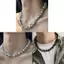 Vòng cổ dây chuyền khóa bằng thép titan với mặt dây chuyền ngọc trai mẹ ngọc trai cho phong cách hợp thời trang