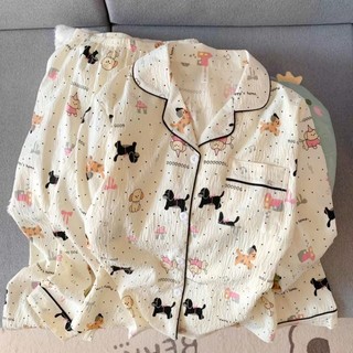 bộ đồ ngủ bằng cotton nguyên chất cho bé gái mùa thu đông đám mây cotton dài tay bộ đồ trẻ em vừ