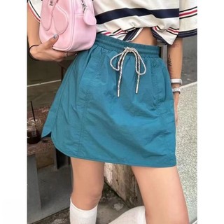 váy chống hở, váy ngắn thể thao mùa hè, váy quần cạp cao co giãn cỡ lớn, váy xẻ tà dáng rộng