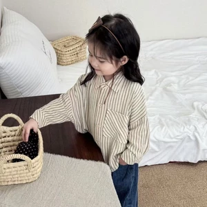 áo sơ mi trẻ em mới mùa xuân cho bé trai và bé gái áo sơ mi dài tay phong cách đại học áo có ve