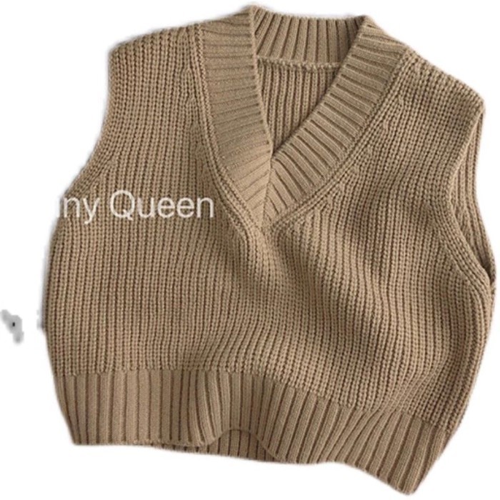 Trẻ em cổ chữ V phong cách retro Hàn Quốc Áo len vest màu trơn áo len ấm áp lớp bên trong