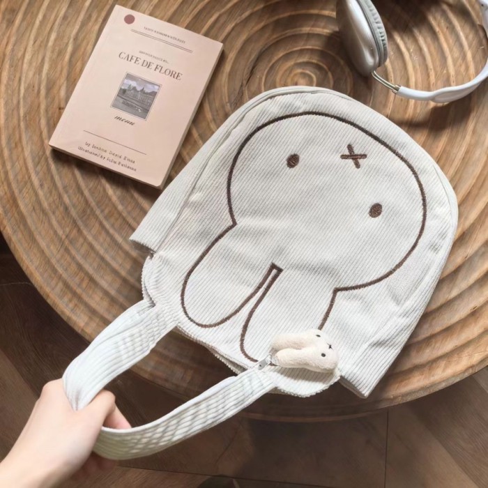 Miffy Rabbit Túi Tote Di Động Dung Tích Lớn Ren Định Thời Trang Túi Thêu Bé Gái Mùa Thu Đông T