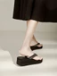Phong cách Hàn Quốc đính kim cương giả tăng chiều cao 5CM Dép xỏ ngón đi biển đi biển mùa hè