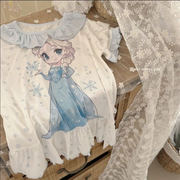 Váy Ngủ Bé Gái Ice Silk Váy Ngủ Trẻ Em Mùa Hè Công Chúa Elsa Phong Cách Bé Nhà Quần Áo Quần Á