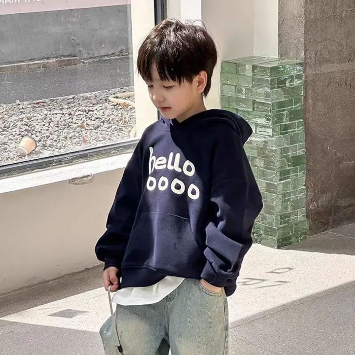 Áo nỉ bé trai Mỹ mỏng in chữ thời trang xuân thu quần áo trẻ em cỡ vừa và lớn đa năng phong cách