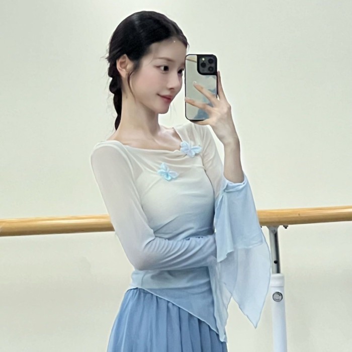 Khiêu vũ cổ điển gradient nhịp điệu cơ thể bướm kèn tay gạc thực hành quần áo khiêu vũ múa dân tộc