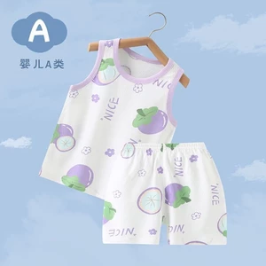 Bé Áo Vest Bộ Mùa Hè Mỏng Cotton Nguyên Chất Lớp Một Áo Hoạt Hình Cho Bé Áo Vest Tập Đi Thoán
