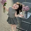 Bộ Đồ Bé Gái Mùa Hè Mới Áo Nơ Trẻ Em Top Bé Phong Cách Váy Kẻ Sọc Bộ 2 Món