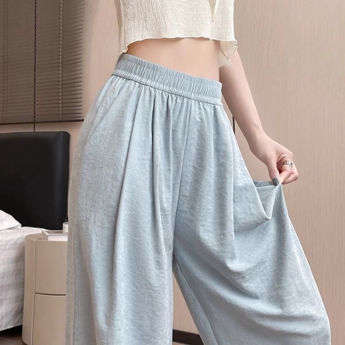 Màu Trắng Sữa Quần Yamamoto Nữ Quần Ống Rộng Rộng Mùa Xuân Hè Slim Drap Mỏng Cao Cấp Thẳng Qu