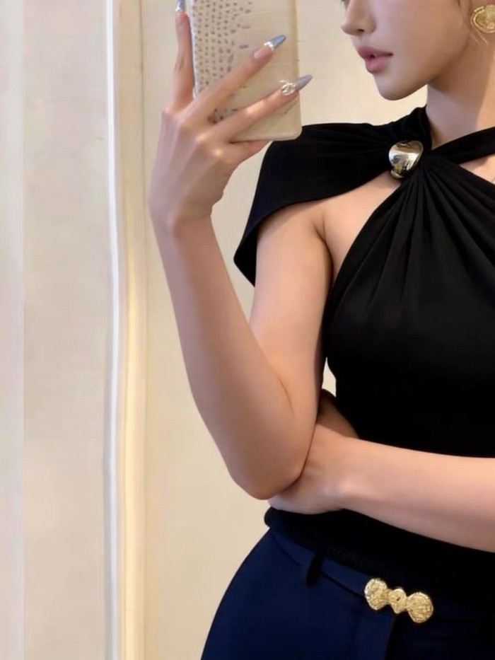 Áo trễ vai gợi cảm của Mỹ dành cho nữ mùa hè mới hot girl giảm béo khí chất áo ngắn tay đa nă
