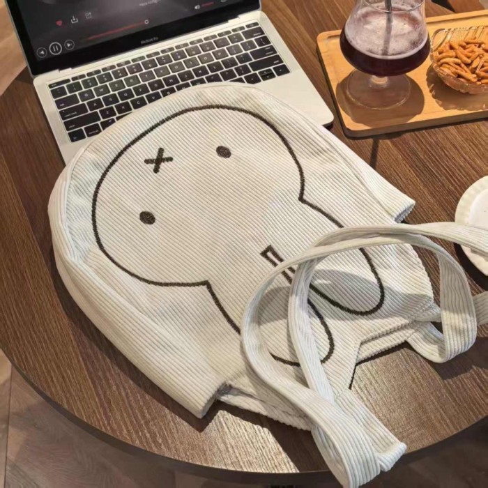 Miffy Rabbit Túi Tote Di Động Dung Tích Lớn Ren Định Thời Trang Túi Thêu Bé Gái Mùa Thu Đông T