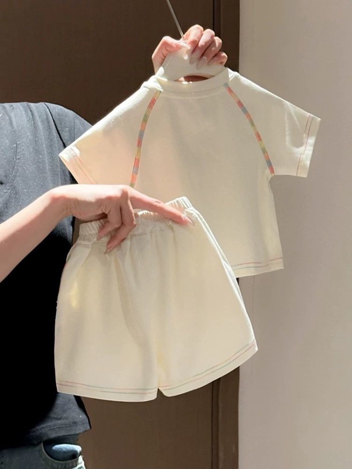 Bộ đồ phong cách vui nhộn mùa hè cho trẻ sơ sinh và trẻ nhỏ, set quần short ngắn tay cotton