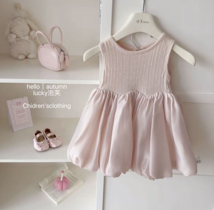 cô gái váy nụ hoa hàn quốc nơ dễ thương tiệc sinh nhật đầu tiên váy công chúa