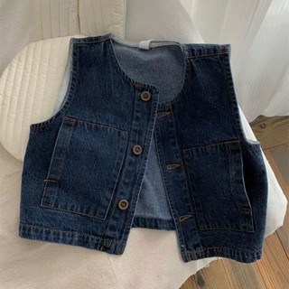 Quần áo trẻ em phiên bản Hàn Quốc, phong cách mới xuân thu, bé trai và bé gái, áo vest denim