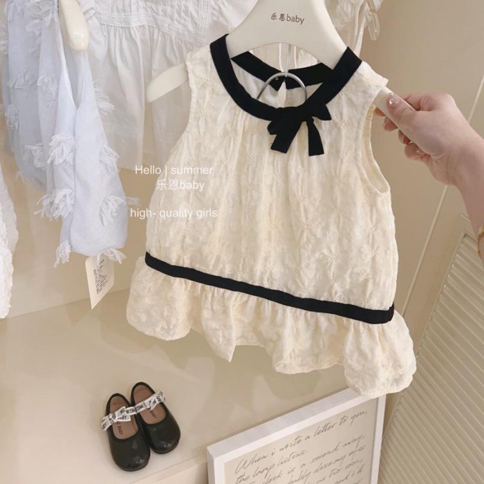 Đầm dài trung bình bé gái Pháp váy công chúa jacquard bé gái vest váy phong cách mùa hè váy n