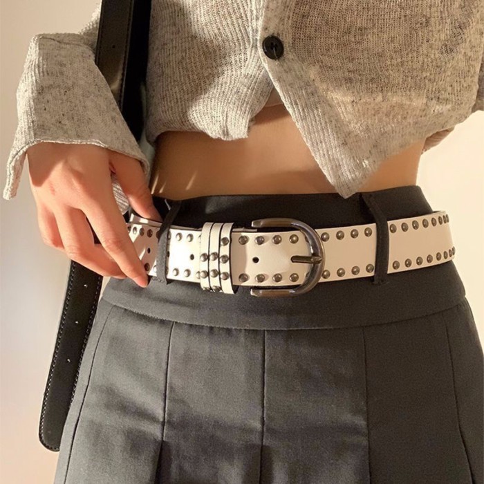 Retro Dây Thắt Lưng Quần Jean Mới Đa Năng Nữ Punk Thắt Lưng Thời Trang Cá Tính Đinh Tán Trang