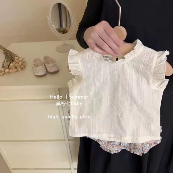 Bộ đồ quần culottes bé gái phong cách mùa hè phong cách mới bé gái mùa hè cotton cotton thời