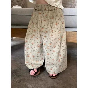 Bé Gái Mùa Xuân Retro Họa Tiết Hoa Quần Jean Ống Rộng Cho Bé Thời Trang Trẻ Em Quần Ống Rộng