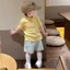 Bộ quần áo trẻ em Hàn Quốc mới cho bé trai và bé gái Áo thun ngắn tay cổ polo dễ thương quần
