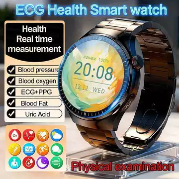 Đồng mới đo huyết áp, sức khỏe, axit uric, oxy máu, kiểm tra thể chất, lipid, ECG+PPG, đồng hồ thông minh dành cho nam