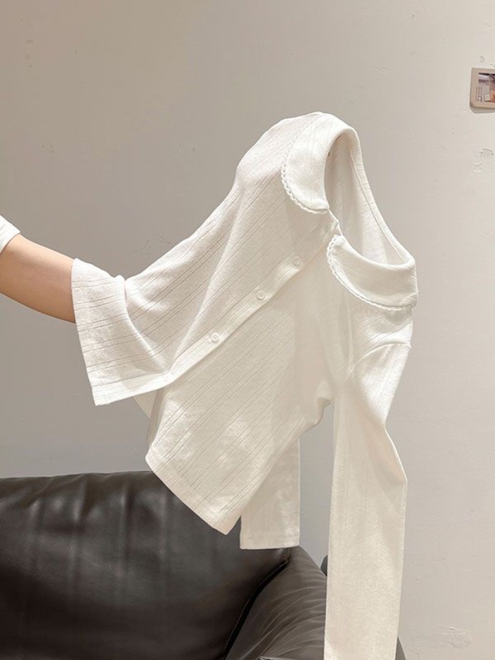Áo Nữ Cổ Tròn Tay Dài Màu Trơn Cổ Điển, Tủ Đồ Thiết Yếu
