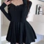 Xám Hot Girl Dài Tay Nữ Thu Đông Ren Ngọt Ngào Nhỏ Tính Khí Eo Váy Chữ A