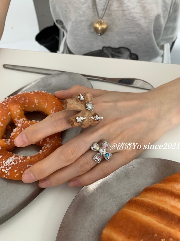 Have u desgin Niche Design Bow Ring Nữ ins Độc Đáo Đơn Giản Phù Hợp Với Chỉ Số Chữ Thập Nhẫn