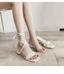 Giày Sandal Quai Cổ Chân Dày Gót Nữ Mùa Hè Mới Đa Năng Giày Cao Gót Phong Cách Cổ Tích Màu Tr