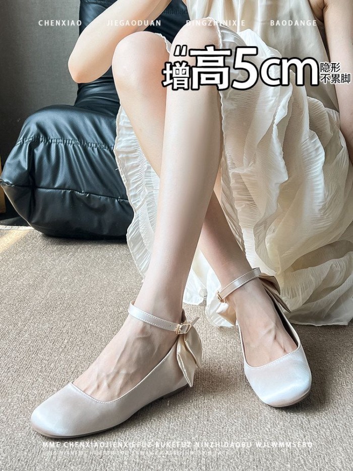 Giày đơn vô hình tăng 5CM Giày Mary Jane nông miệng mùa hè một bước nữ nhẹ nhàng đa năng và phong c