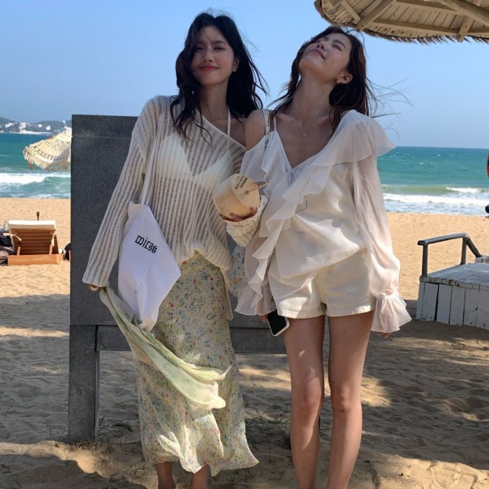 Lan ~ Trà xanh chanh Vườn cổ tích Pháp eo cao ôm hơn Váy mùa hè hoa