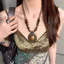 Vòng cổ đính cườm nhiều lớp Boho Chic dành cho nữ có mặt dây chuyền hợp kim