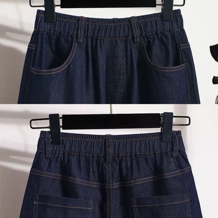 Quần Short Denim Tencel Nữ Mùa Hè Mỏng Cao Cấp Ôm Quần Size Lớn Rời Băng Lụa Ống Rộng Giữa quần