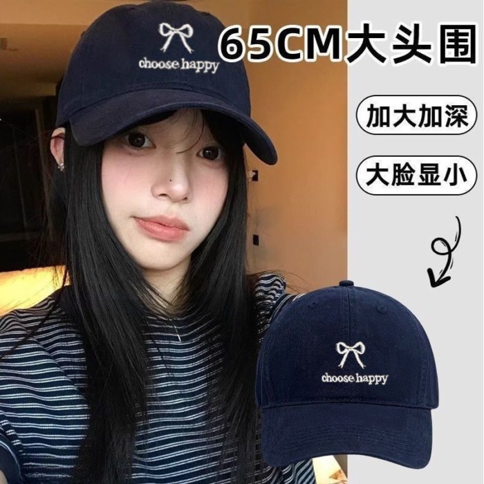 Mũ bóng chày nữ phiên bản Hàn Quốc, mũ lưỡi trai thắt nơ, kiểu dáng mới đa năng, thêu đầu to,