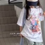 bộ quần áo trẻ em Hàn Quốc bé gái áo thun ngắn tay graffiti mùa xuân hè trẻ em cổ tròn nửa tay á