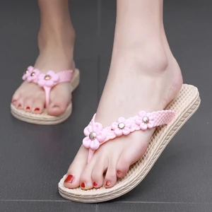 Dép xỏ ngón in hoa nhỏ phong cách Hàn Quốc thời trang dành cho nữ nhựa đế mềm chống trượt chốn