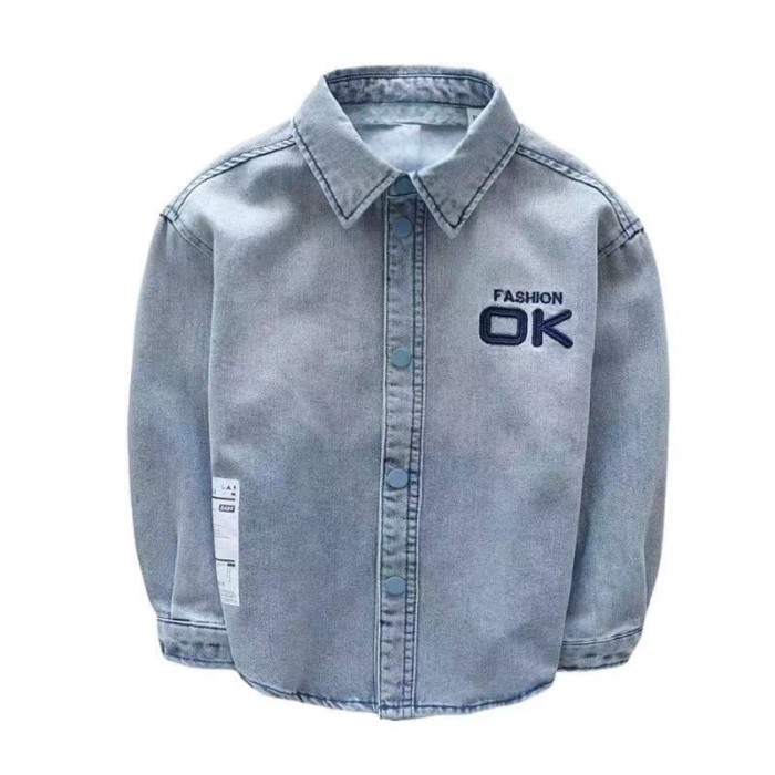 Quần Áo Trẻ Em Áo Khoác Bé Trai Xuân Thu Phong Cách Mới Bé Trai Denim Dài Tay Áo Top Siêu Mềm
