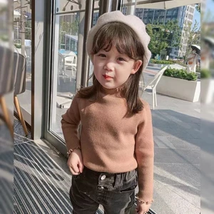 DeRong Nửa Cổ Rùa Quần Áo Thu Đông Bé Gái Áo Thun Dài Tay Áo Sơ Mi Đáy Đa Năng Cho Trẻ Em Và