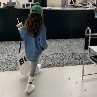 Áo sơ mi denim dài tay bé gái áo sơ mi denim thông thường cho bé gái