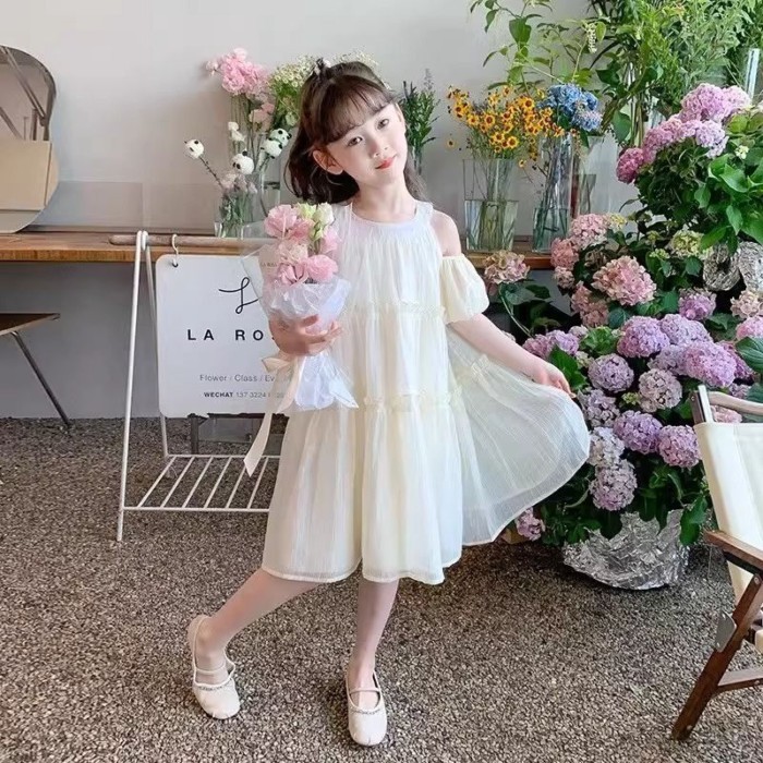 Váy mới dành cho nữ Phong cách mùa hè Váy treo thêu trẻ em Phong cách nghỉ dưỡng Công chúa bãi b