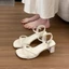 Giày sandal gót dày kiểu Pháp dành cho nữ mới thời trang mùa hè đính đá cổ tích kèm váy tính