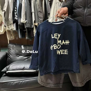 trẻ em thường ngày đẹp trai in chữ cotton dài tay mùa xuân thu áo thun nam đẹp trai áo thun đáy
